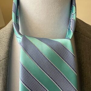 Jones New York Aqua and Lavender Striped Repp Necktie